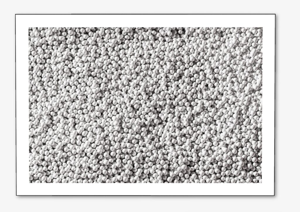 Kunsfotografie, weiße Perlen, Industriefotograf, grafisch